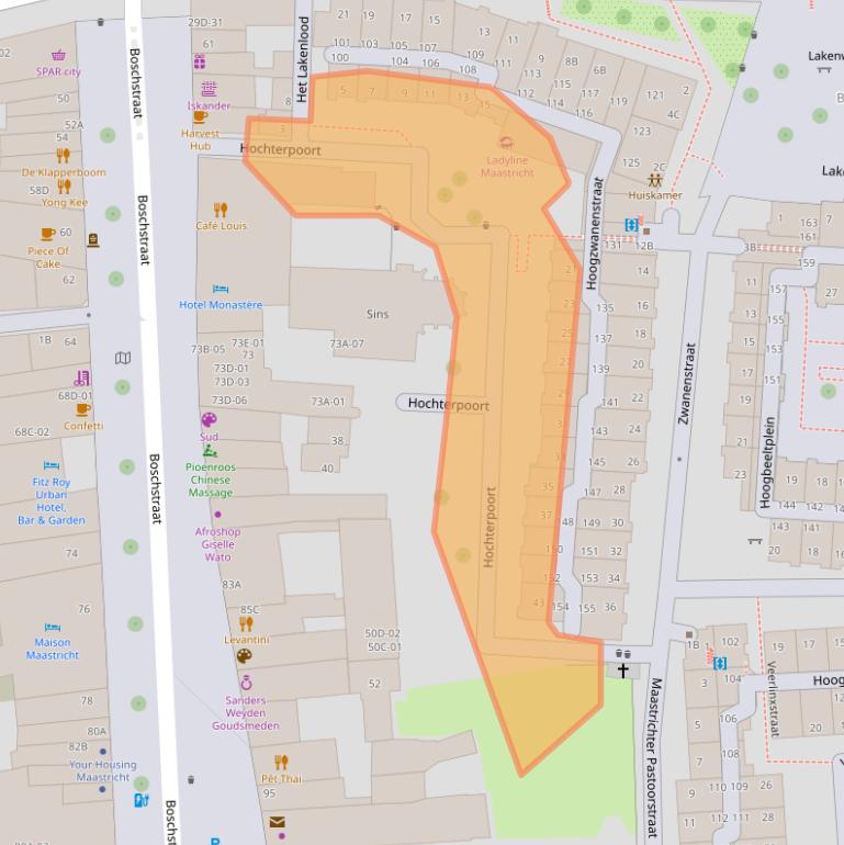 Kaart van postcodegebied 6211BT.