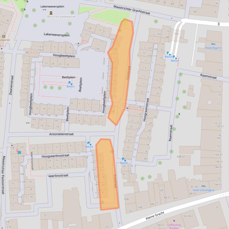 Kaart van postcodegebied 6211BW.
