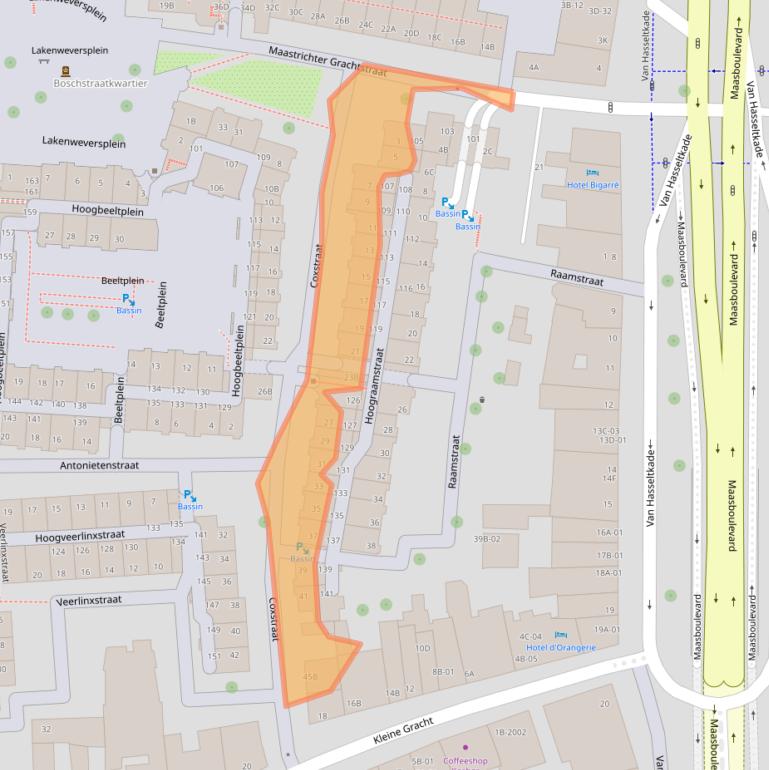 Kaart van postcodegebied 6211BX.
