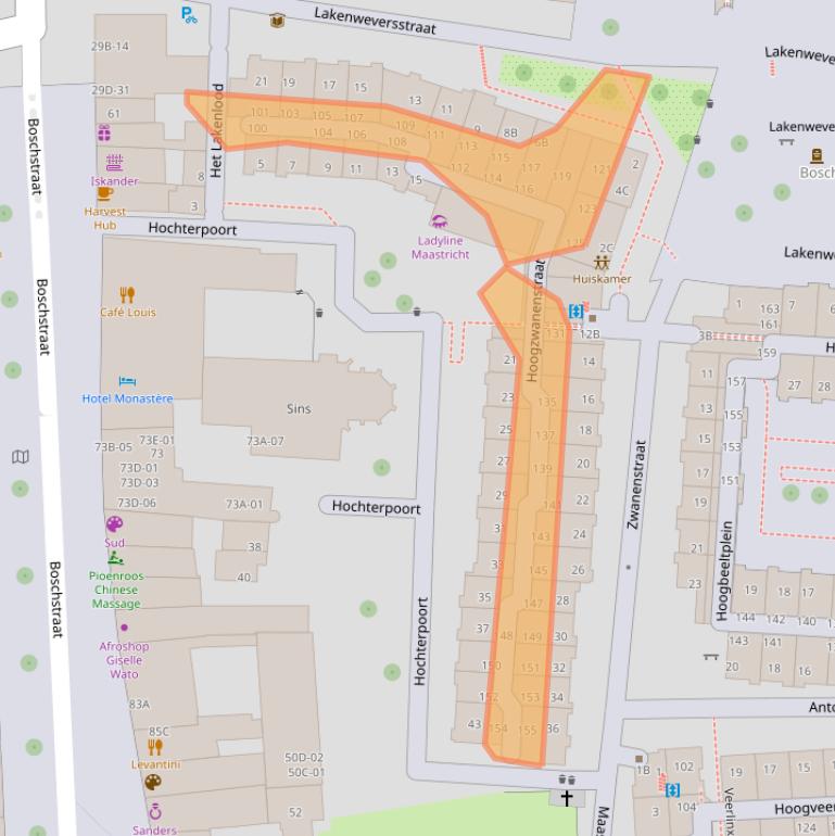 Kaart van postcodegebied 6211BZ.