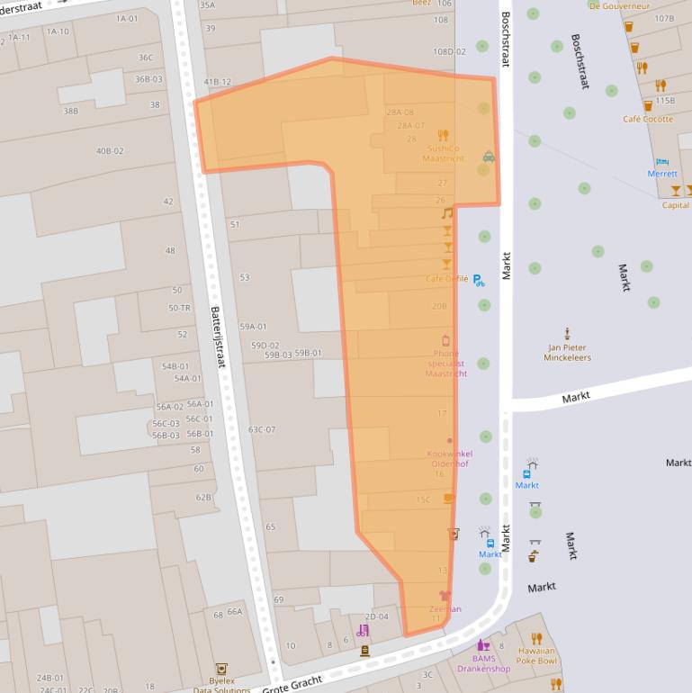 Kaart van postcodegebied 6211CJ.