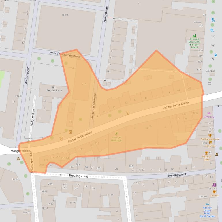Kaart van postcodegebied 6211RZ.