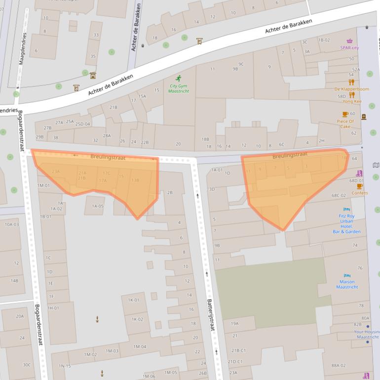 Kaart van postcodegebied 6211SB.