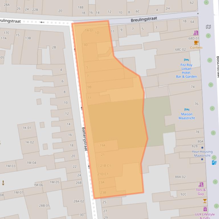 Kaart van postcodegebied 6211SE.