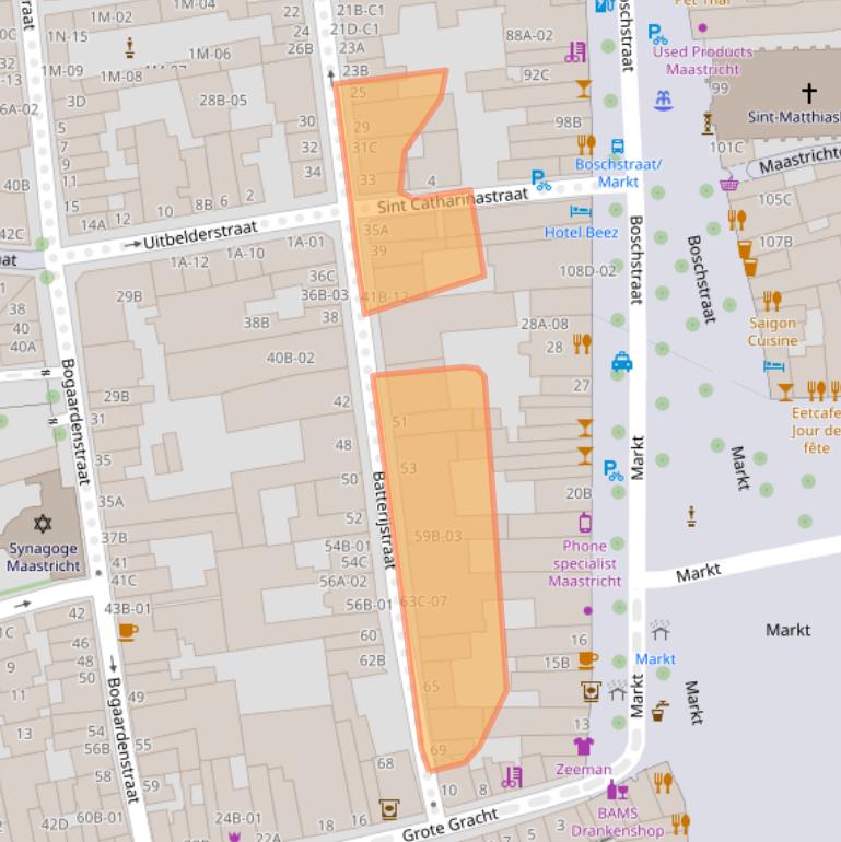 Kaart van postcodegebied 6211SG.