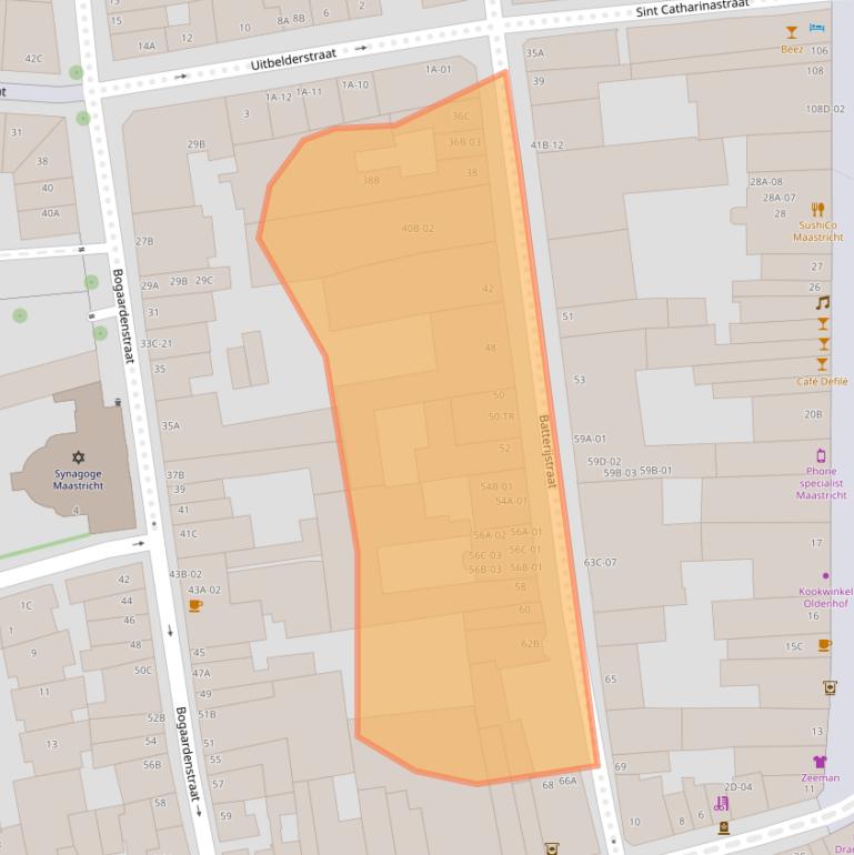 Kaart van postcodegebied 6211SJ.
