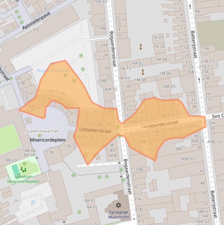 Kaart van postcodegebied 6211SL.