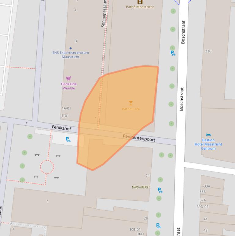 Kaart van postcodegebied 6211XW.