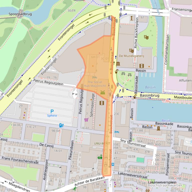 Kaart van postcodegebied 6211XZ.