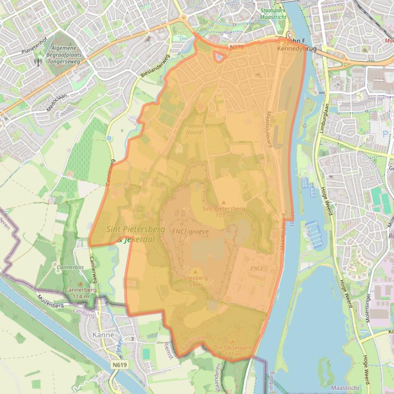 Kaart van postcodegebied 6212.