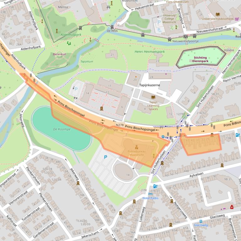 Kaart van postcodegebied 6212AB.