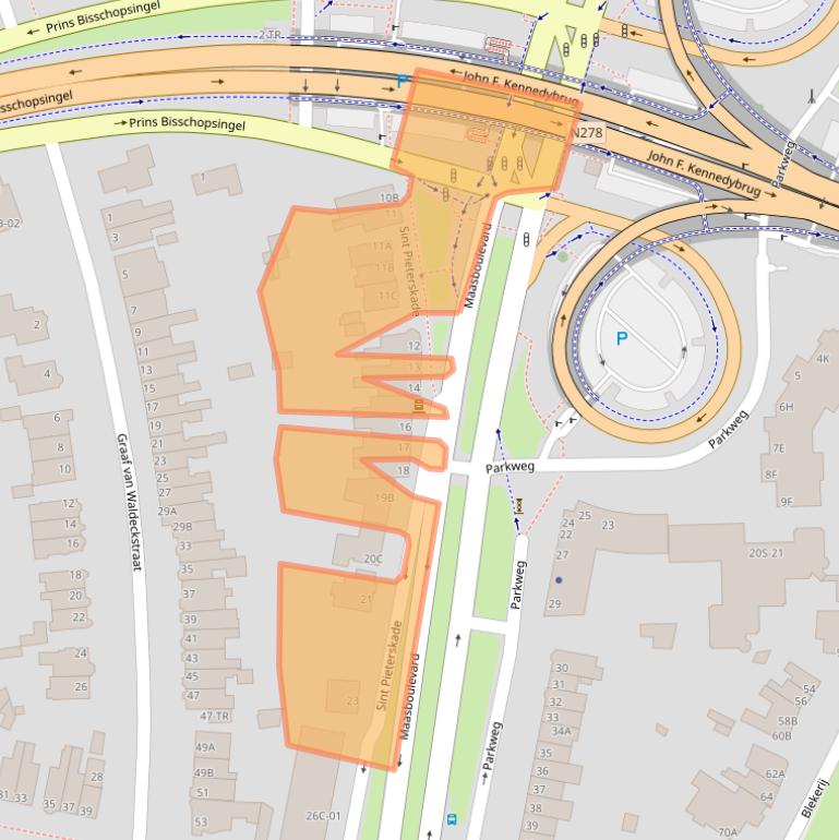 Kaart van postcodegebied 6212AC.