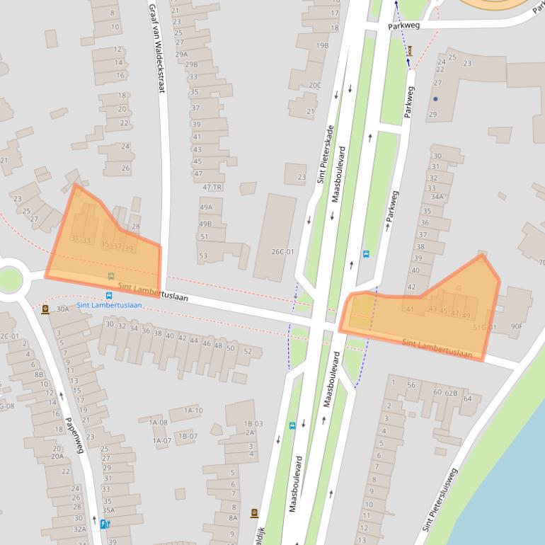 Kaart van postcodegebied 6212AS.