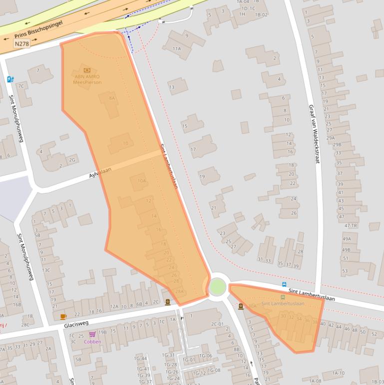 Kaart van postcodegebied 6212AT.