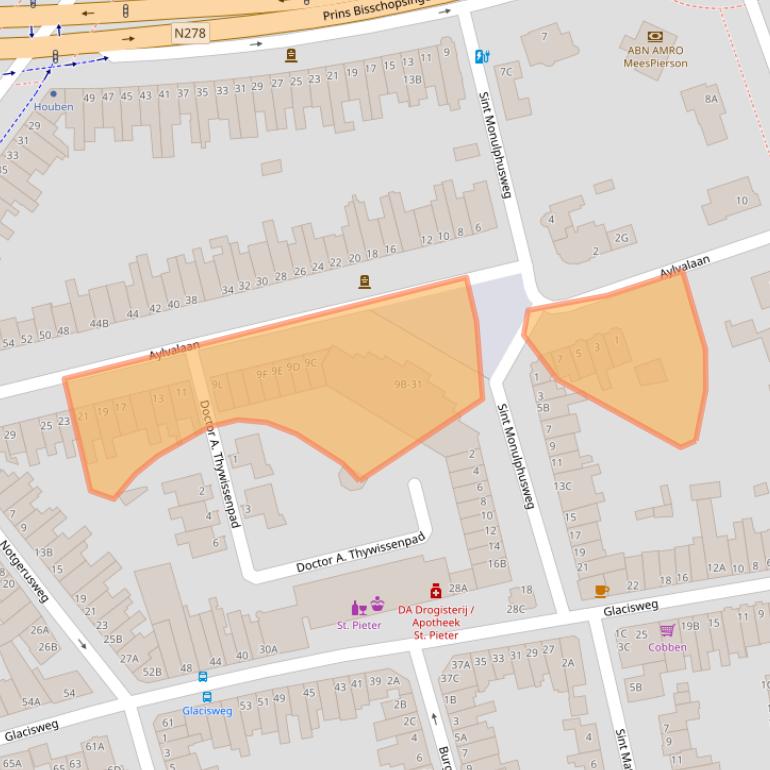 Kaart van postcodegebied 6212BA.