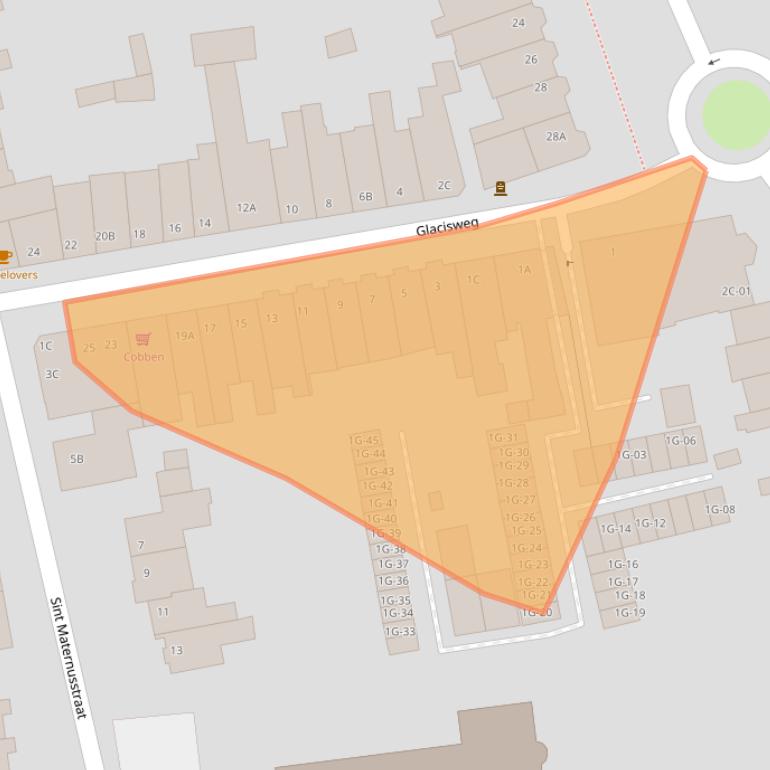 Kaart van postcodegebied 6212BL.