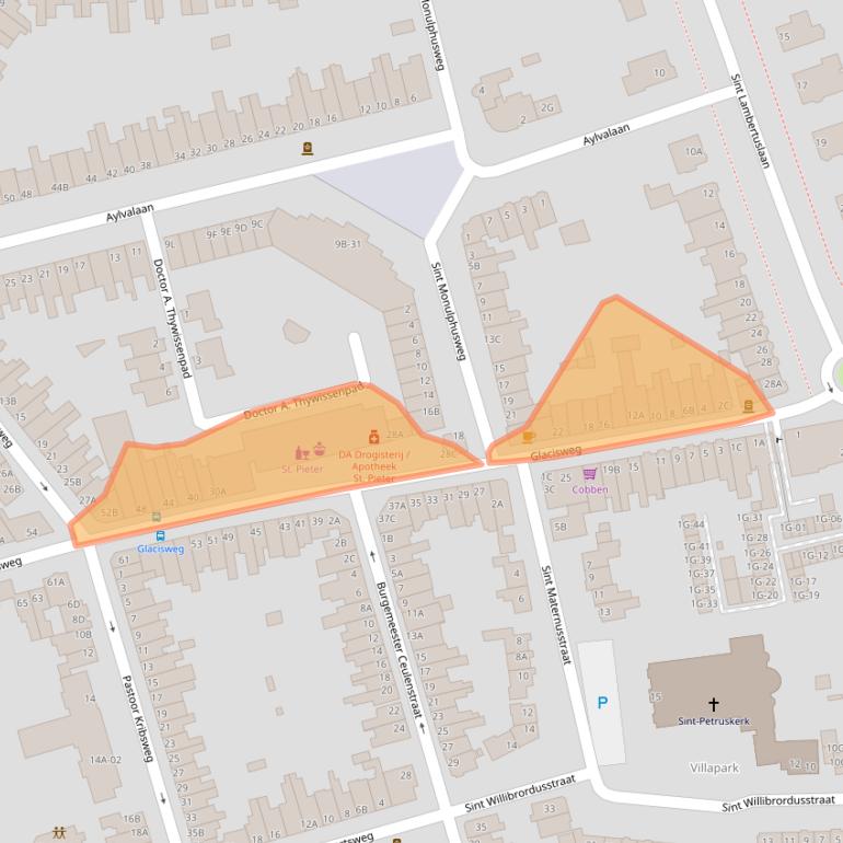 Kaart van postcodegebied 6212BP.