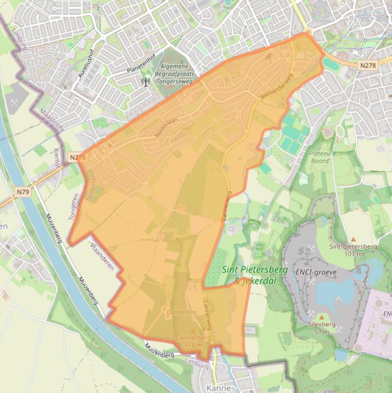 Kaartafbeelding, ingezoomd op postcodegebied 6213.