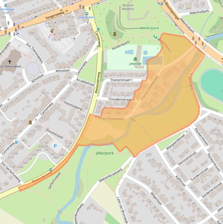 Kaart van postcodegebied 6213AA.