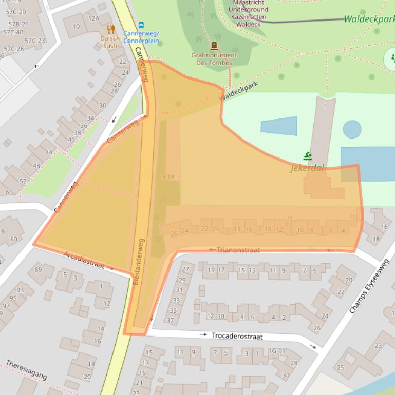 Kaart van postcodegebied 6213AC.