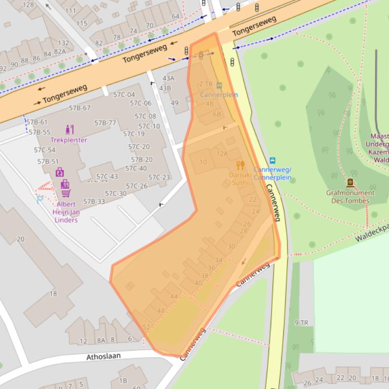 Kaart van postcodegebied 6213BG.