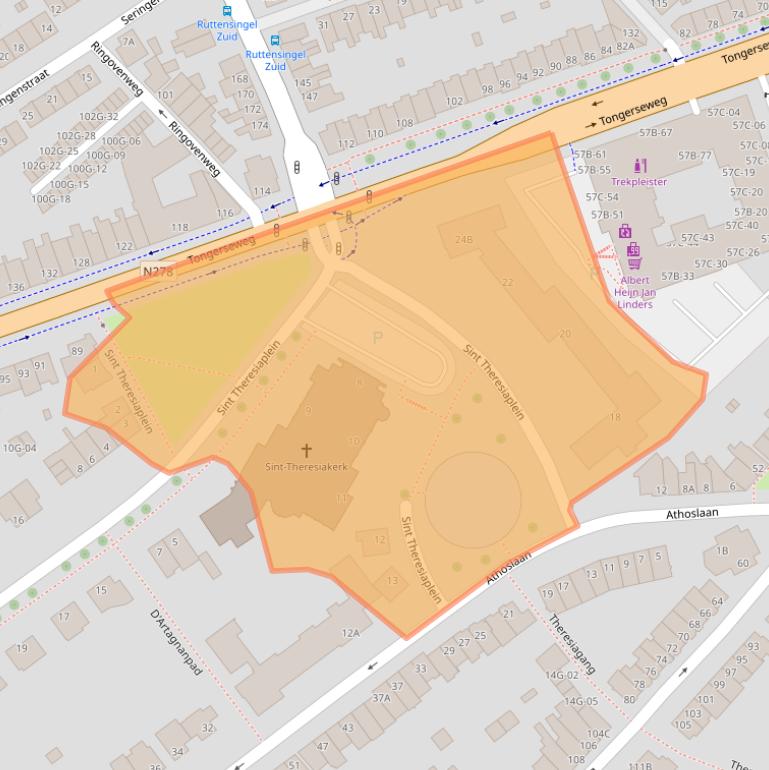 Kaart van postcodegebied 6213CG.