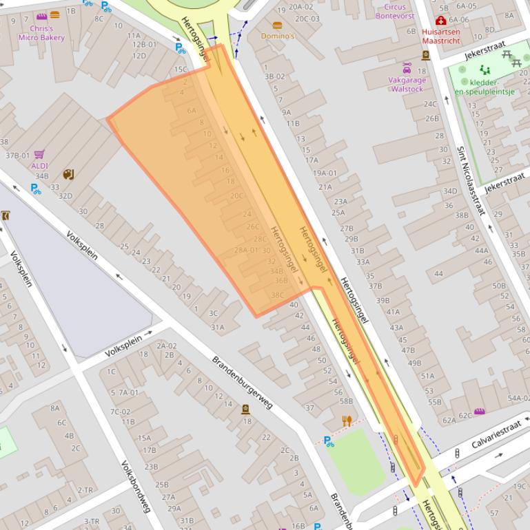 Kaart van postcodegebied 6214AD.