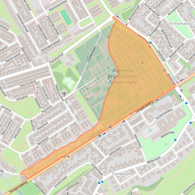 Kaart van postcodegebied 6215AC.