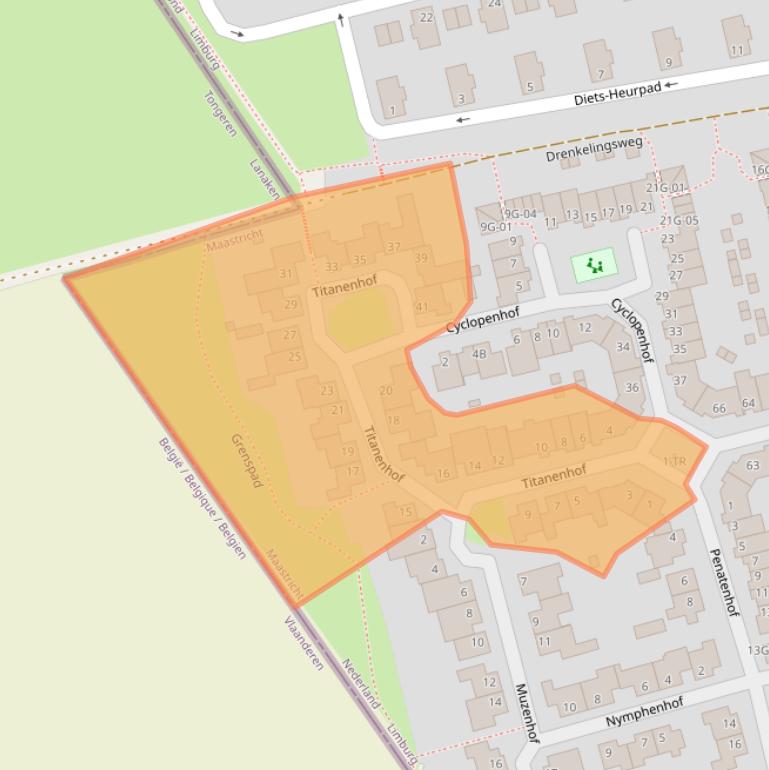 Kaart van postcodegebied 6215EA.