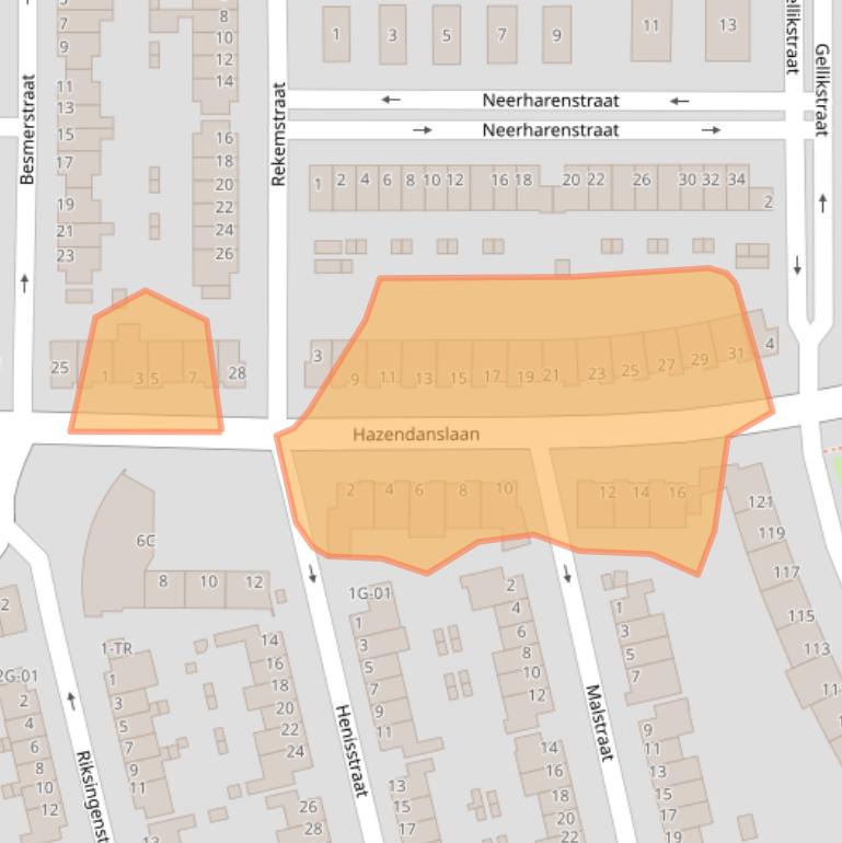 Kaart van postcodegebied 6215JA.
