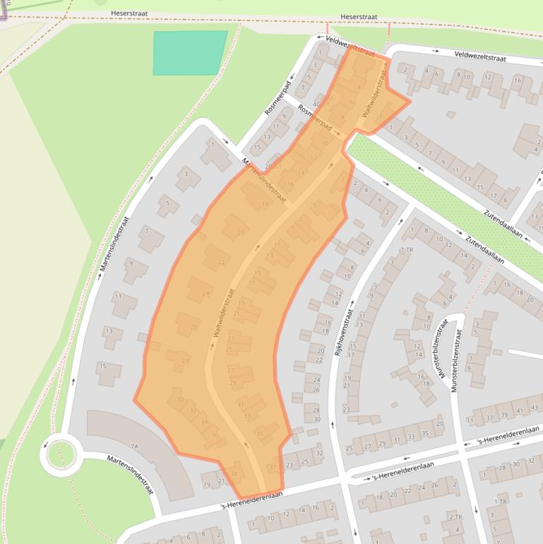 Kaart van postcodegebied 6215JR.