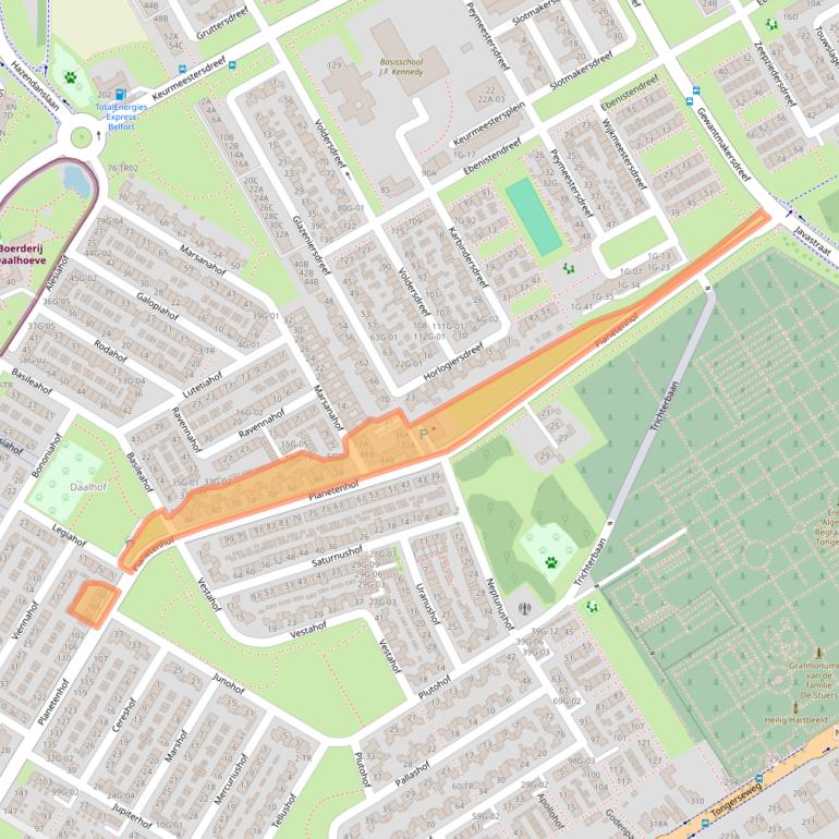 Kaart van postcodegebied 6215TW.