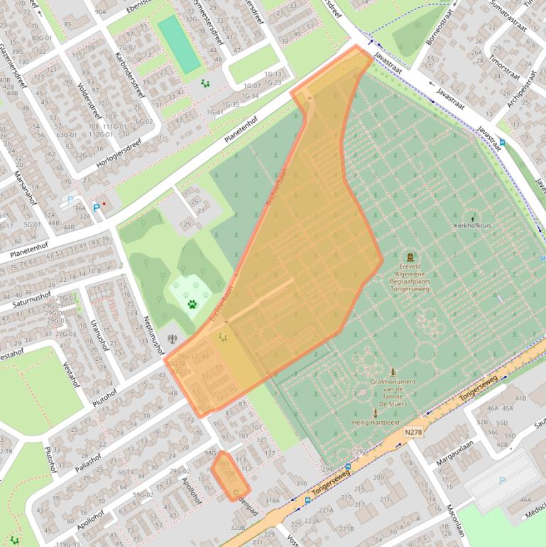 Kaart van postcodegebied 6215XW.