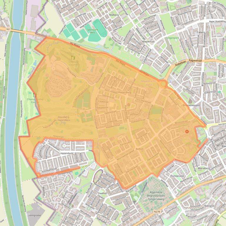 Kaartafbeelding, ingezoomd op postcodegebied 6216.