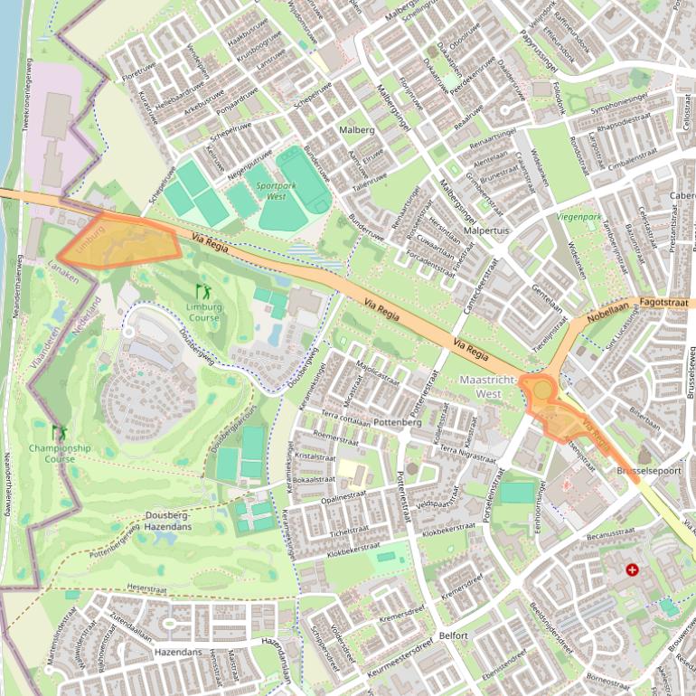 Kaart van postcodegebied 6216BW.