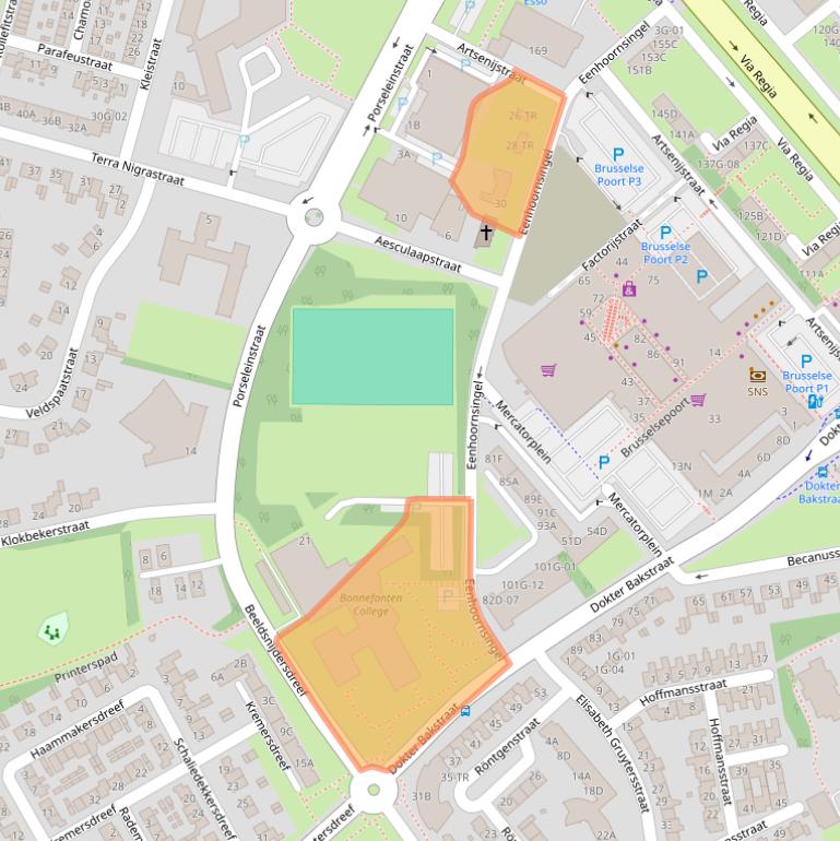 Kaart van postcodegebied 6216CW.