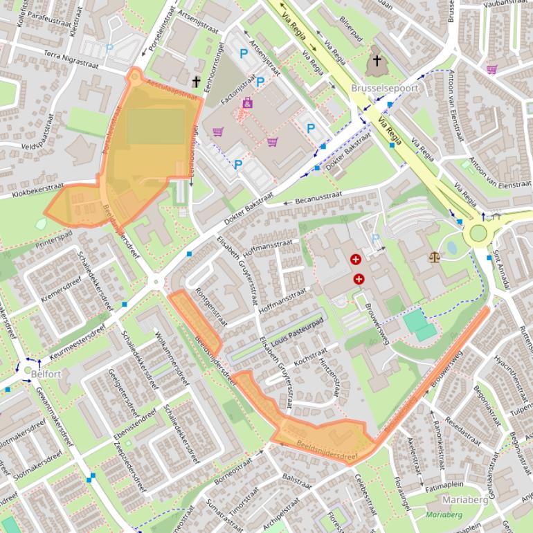 Kaart van postcodegebied 6216EA.