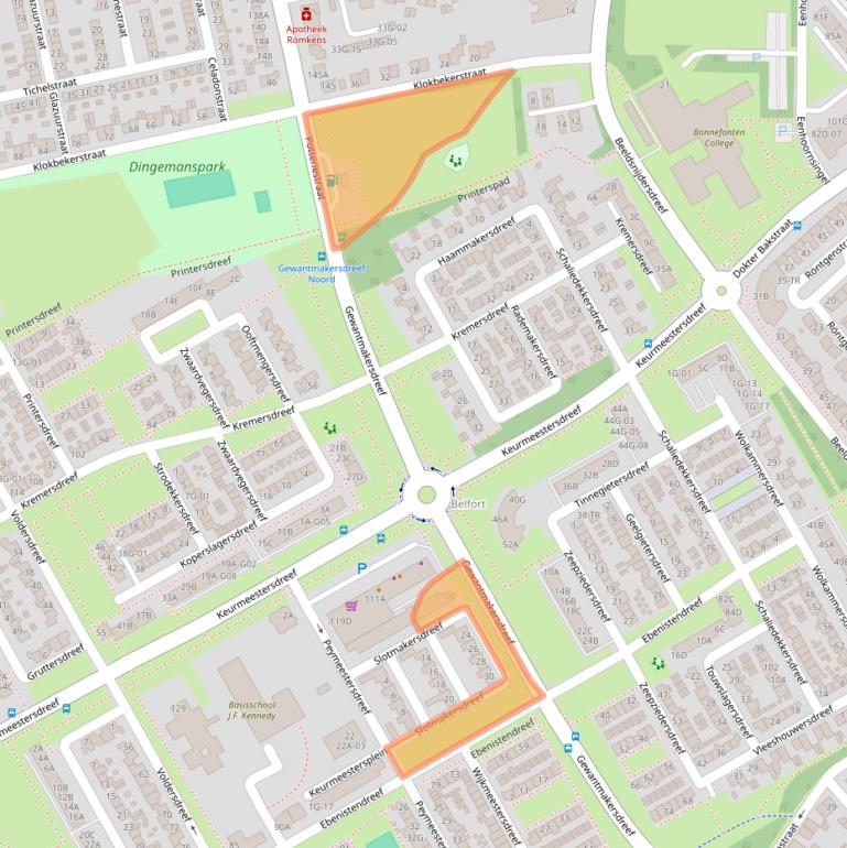 Kaart van postcodegebied 6216EE.