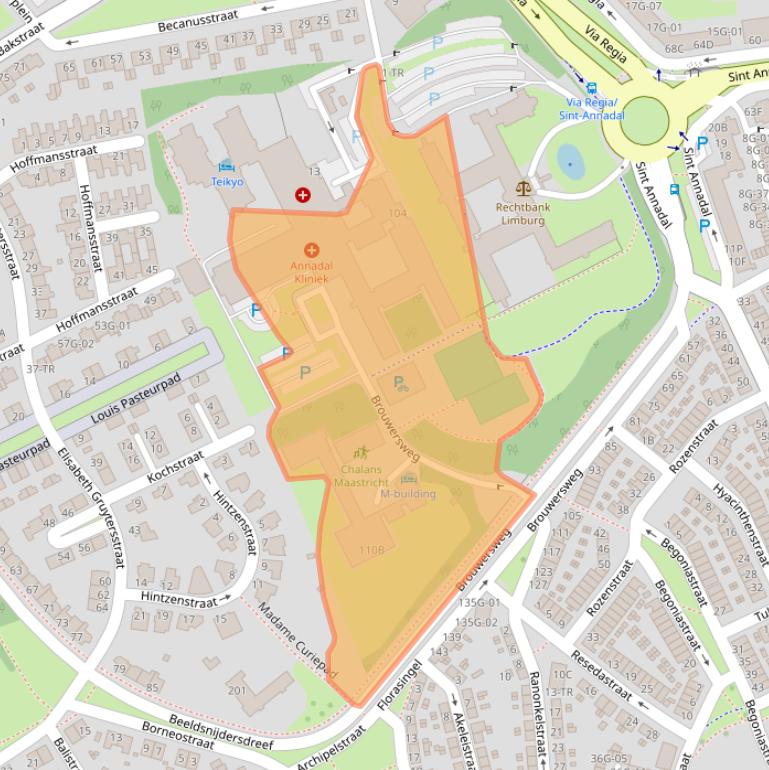 Kaart van postcodegebied 6216EG.