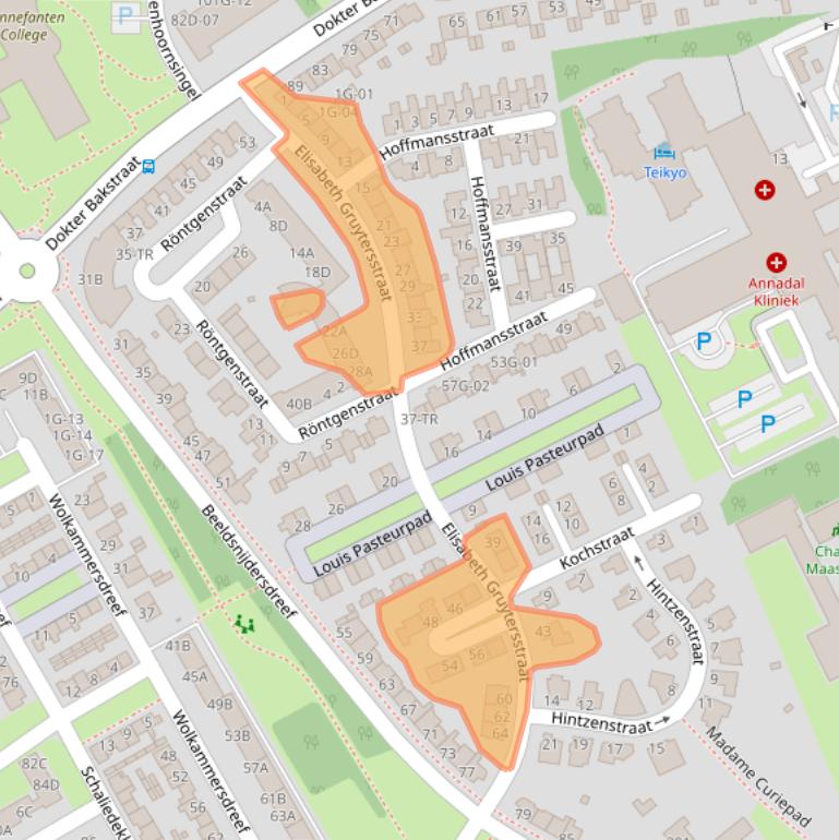 Kaart van postcodegebied 6216EN.