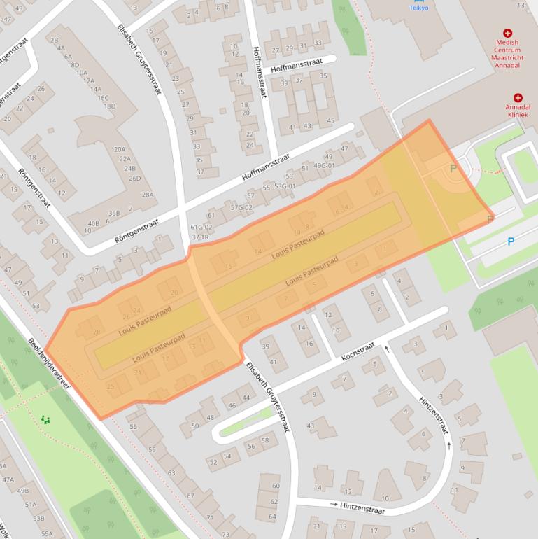 Kaart van postcodegebied 6216EV.