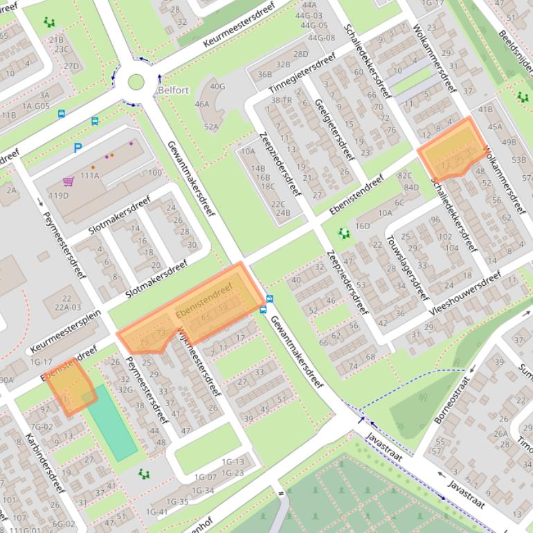 Kaart van postcodegebied 6216PP.