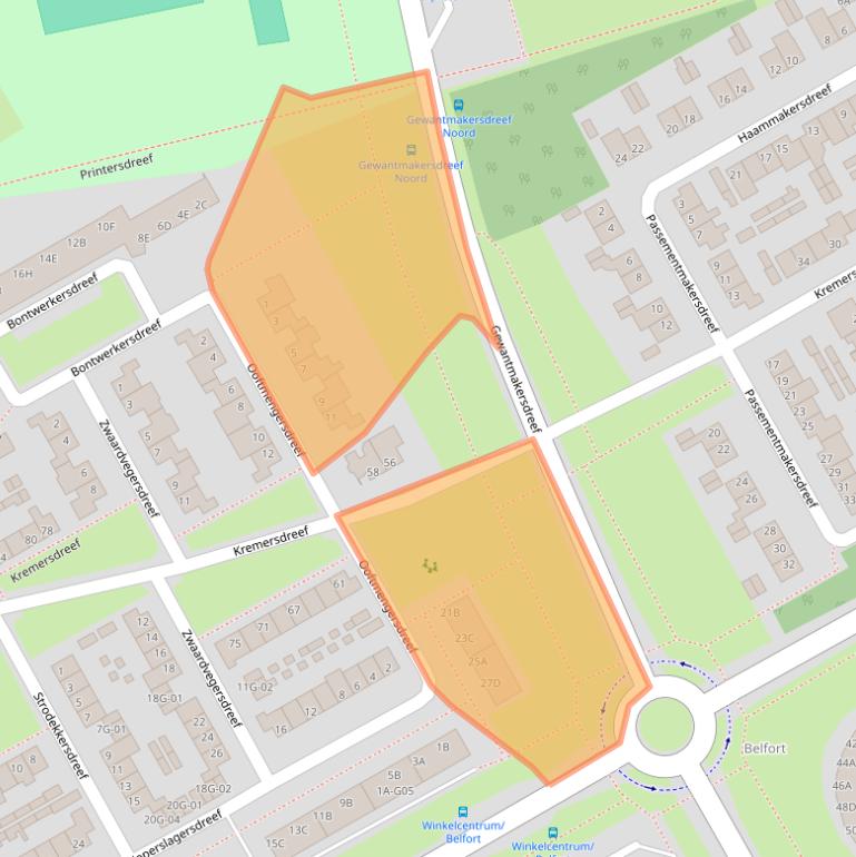 Kaart van postcodegebied 6216SJ.