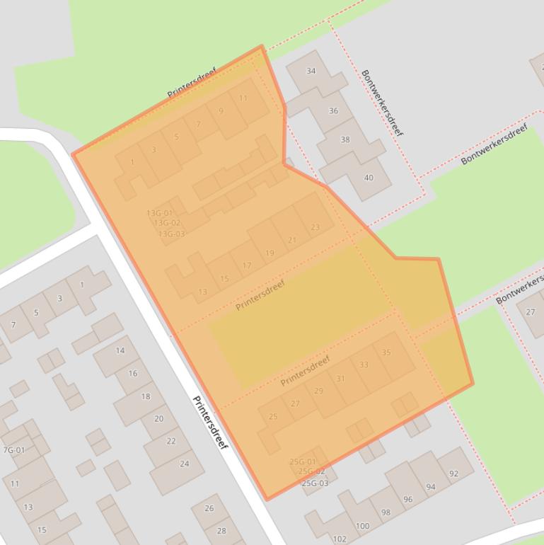 Kaart van postcodegebied 6216TA.