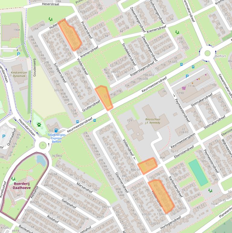 Kaart van postcodegebied 6216TD.