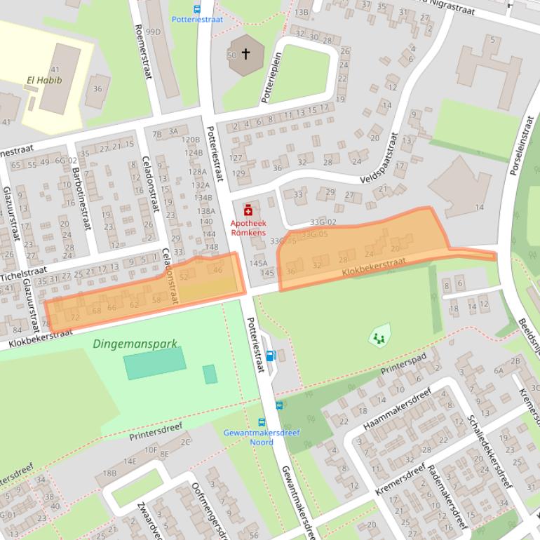 Kaart van postcodegebied 6216TR.