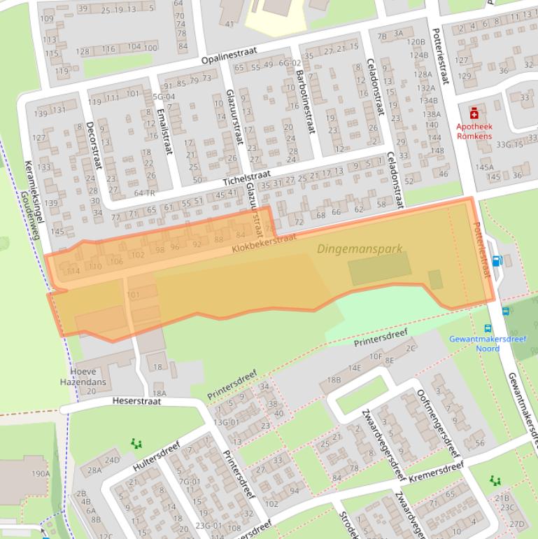 Kaart van postcodegebied 6216TS.