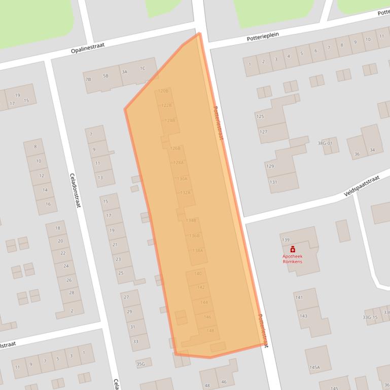 Kaart van postcodegebied 6216VJ.