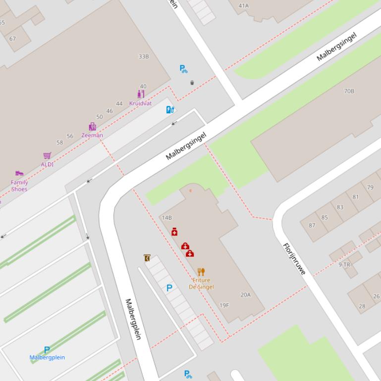 Kaart van postcodegebied 6218BD.