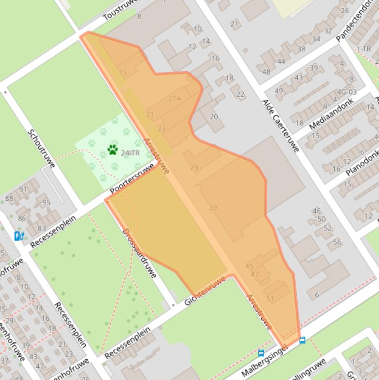 Kaart van postcodegebied 6218BE.